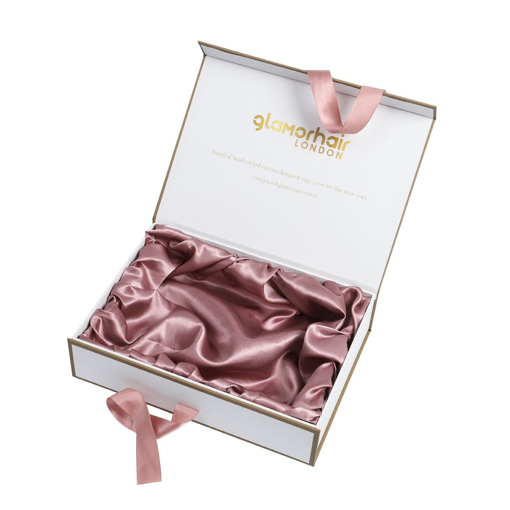 Full Printing Custom Hardcover Magnetic Gift Boxes With Ribbon Wig Packaging Paper Boxes Hair Straightener Packaging Paper Boxes
