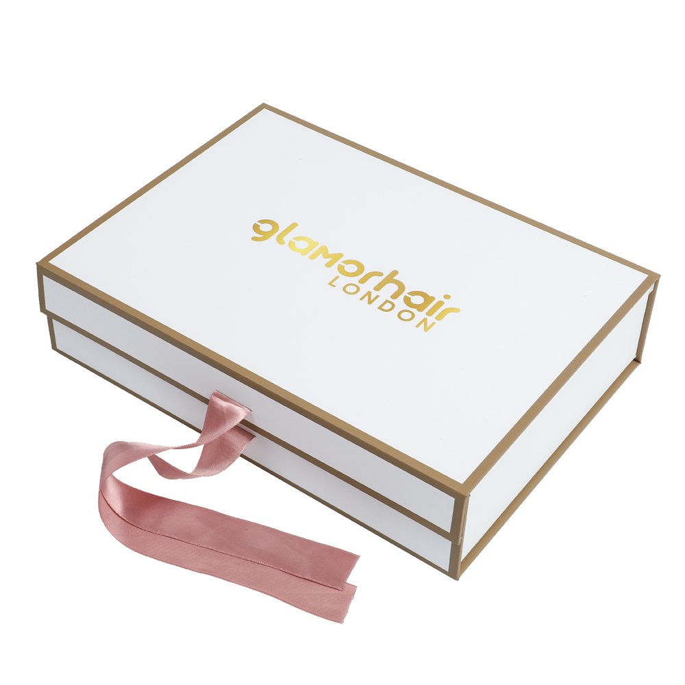 Full Printing Custom Hardcover Magnetic Gift Boxes With Ribbon Wig Packaging Paper Boxes Hair Straightener Packaging Paper Boxes