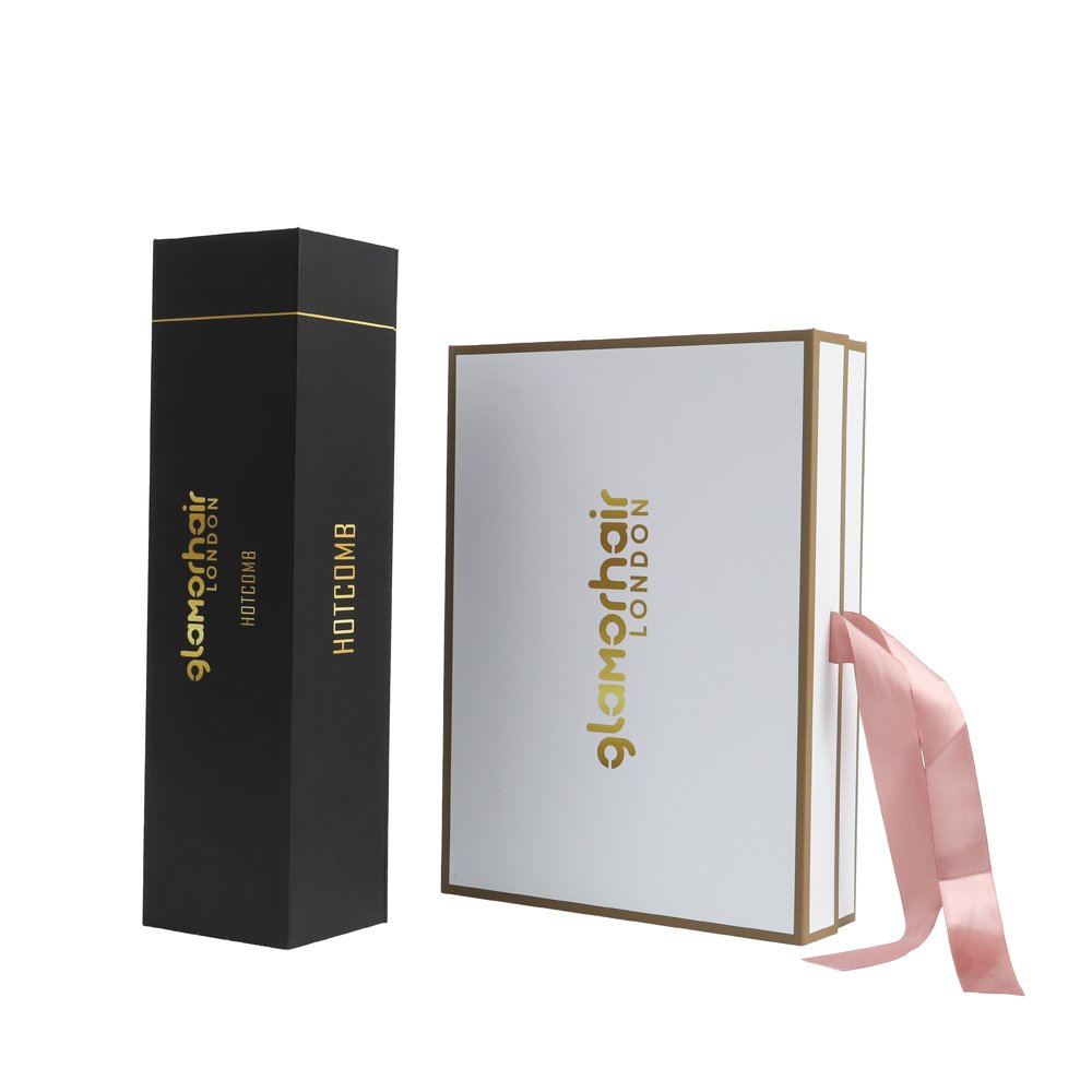 Full Printing Custom Hardcover Magnetic Gift Boxes With Ribbon Wig Packaging Paper Boxes Hair Straightener Packaging Paper Boxes