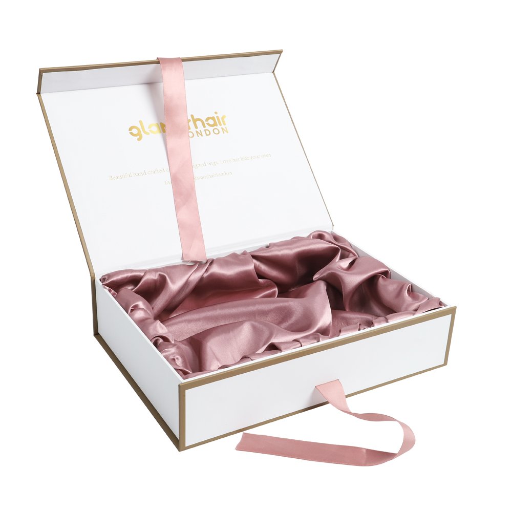 Full Printing Custom Hardcover Magnetic Gift Boxes With Ribbon Wig Packaging Paper Boxes Hair Straightener Packaging Paper Boxes