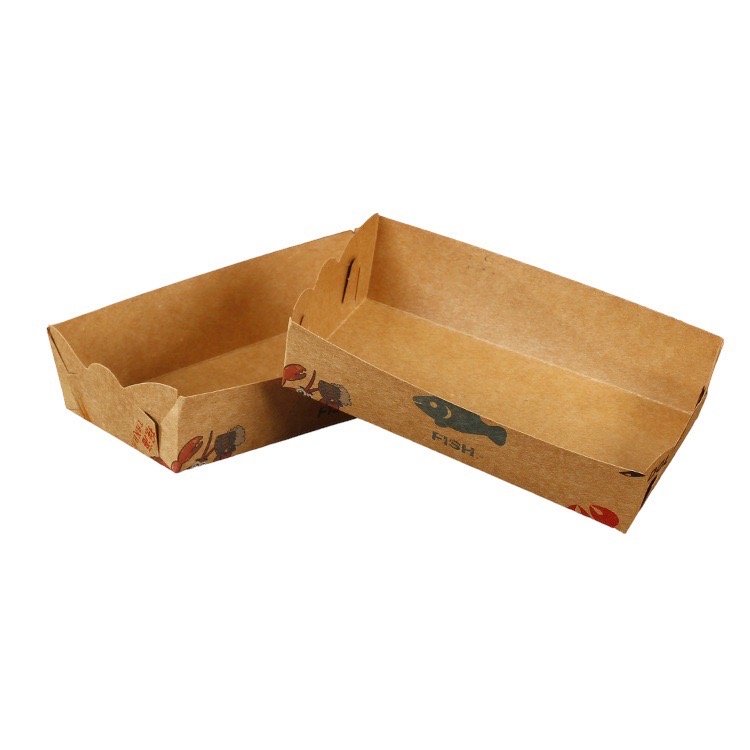 Mixed Color Recycled Materials Paper Box Good Printing Packaging OEM Customised Paper Boat Tray for Food Made From Singapore
