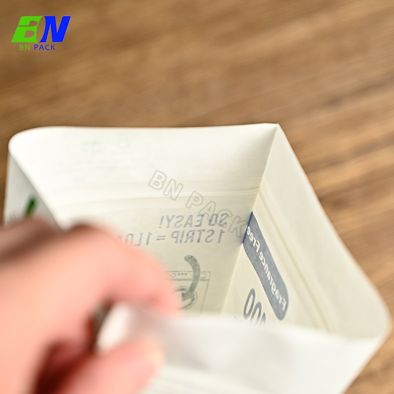 Custom Printing Biodegradable Resealable Laundry Detergent Pods Packaging Stand Up Kraft Paper Bag