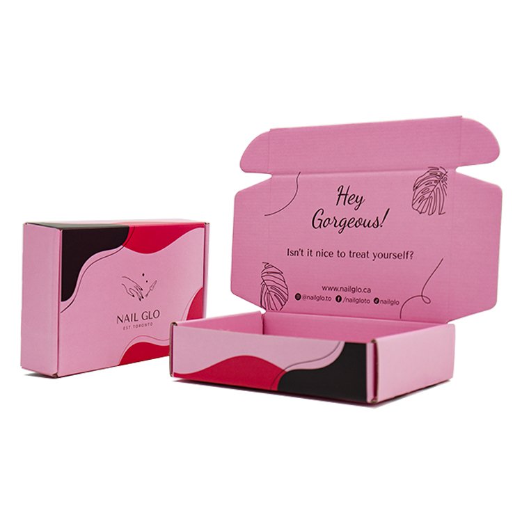W174 Custom corrugated mailing box. Pink Kraft paper For Clothes shipping boxes custom logo
