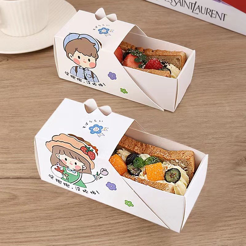 Best Selling Sandwich Paper Packaging Biodegradable Hamburger Eggdrop Away Take Out Sandwich Box Food Packaging Drawer Box
