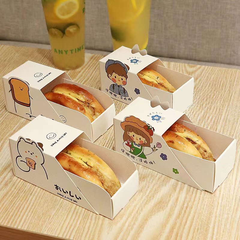 Best Selling Sandwich Paper Packaging Biodegradable Hamburger Eggdrop Away Take Out Sandwich Box Food Packaging Drawer Box