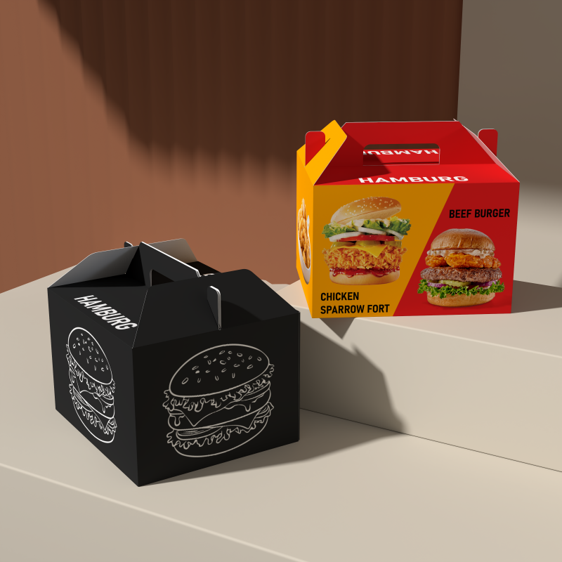New Design Portable Fried Chicken Box Burger Sandwich Paperboard Box Hamburger Packaging Boxes
