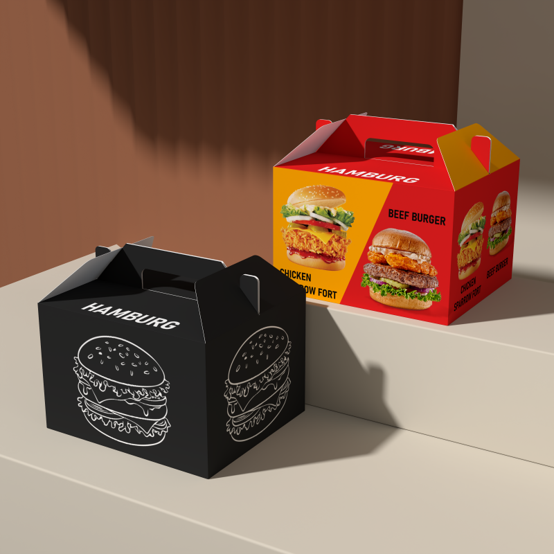 New Design Portable Fried Chicken Box Burger Sandwich Paperboard Box Hamburger Packaging Boxes