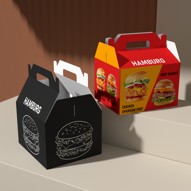 New Design Portable Fried Chicken Box Burger Sandwich Paperboard Box Hamburger Packaging Boxes