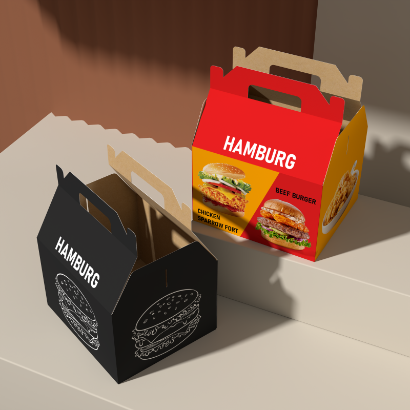 New Design Portable Fried Chicken Box Burger Sandwich Paperboard Box Hamburger Packaging Boxes