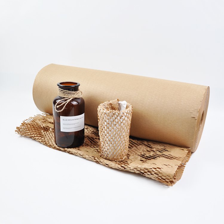Wholesale Eco-friendly Biodegradable Kraft Brown Packaging Cushion Paper Honeycomb Protective Wrap