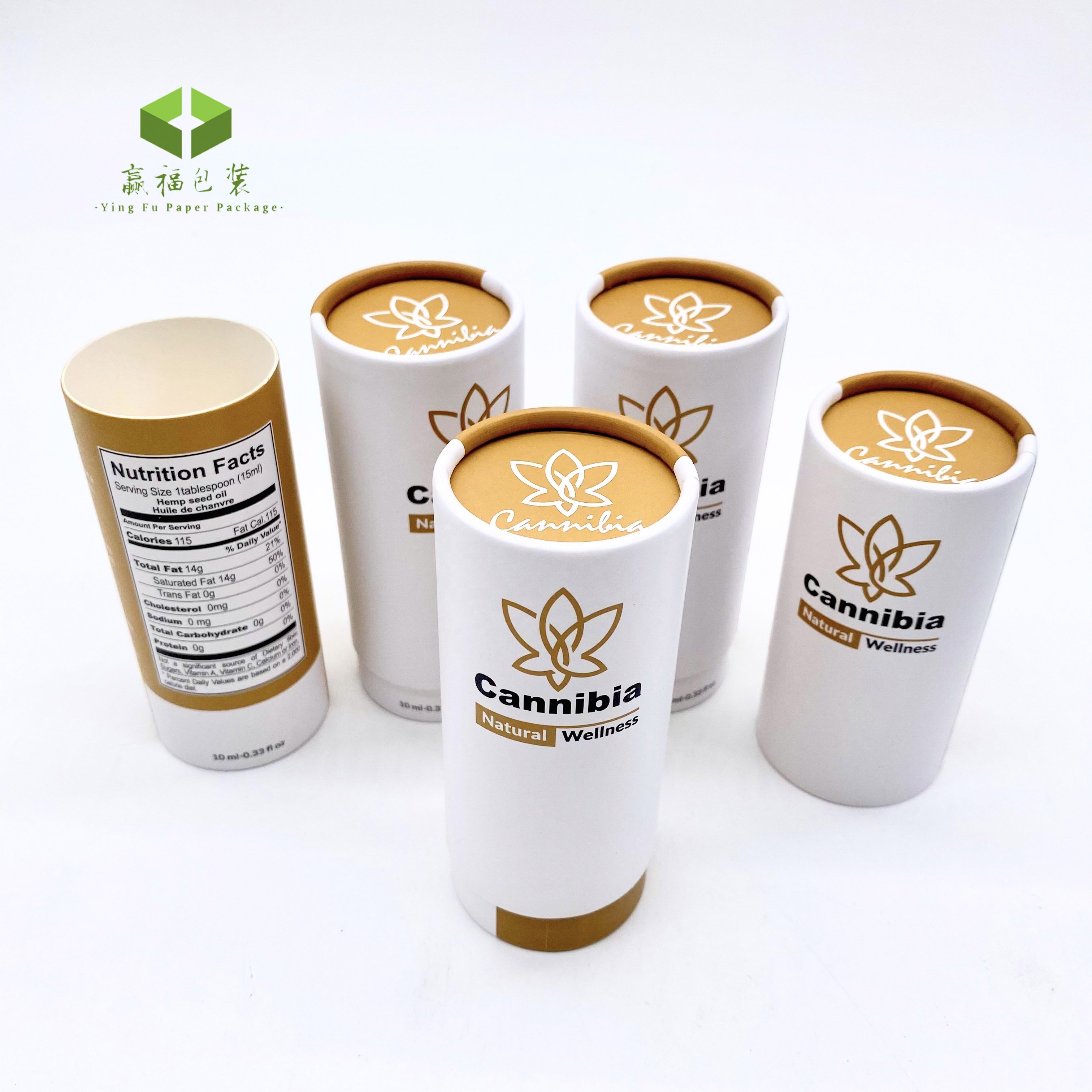 Custom luxury gold gift cardboard cylinder recycled round essential oil paper tube box packaging paper tube water bottle