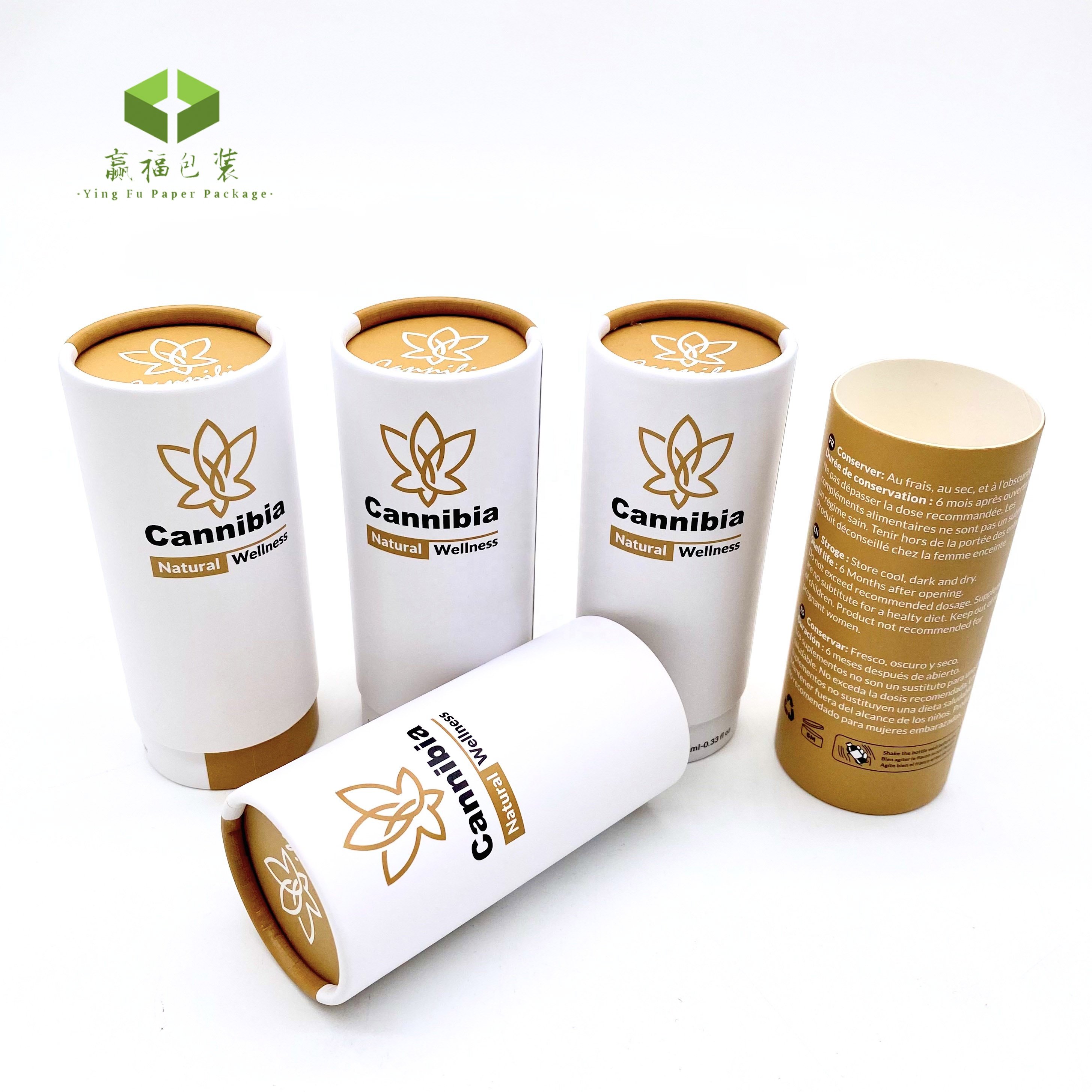 Custom luxury gold gift cardboard cylinder recycled round essential oil paper tube box packaging paper tube water bottle