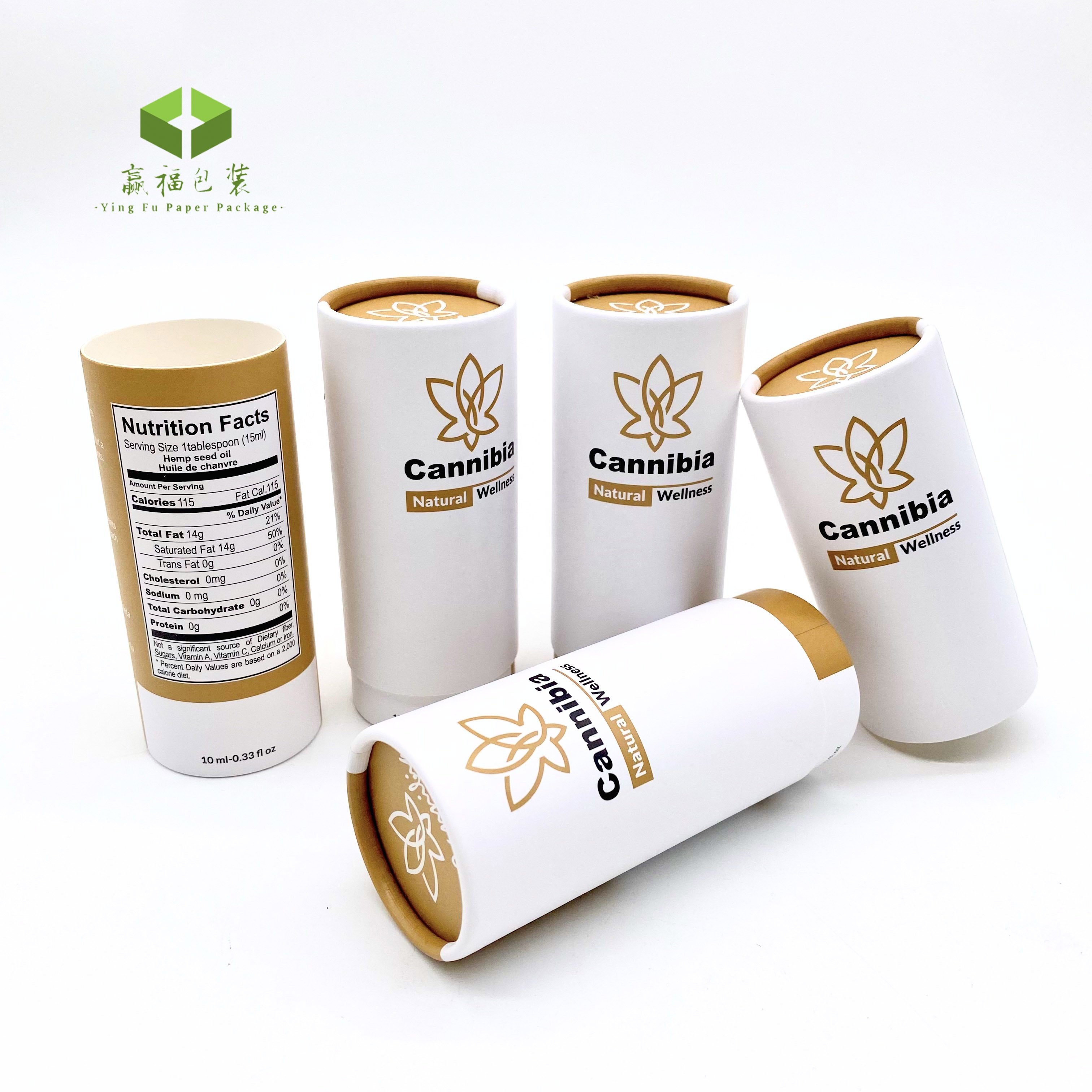 Custom luxury gold gift cardboard cylinder recycled round essential oil paper tube box packaging paper tube water bottle