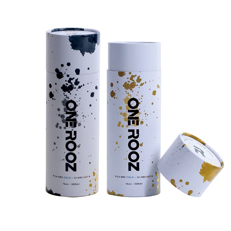 Biodegradable Round Paper Tube Custom Cardboard Cosmetics Cylinder Packaging Paper Box With Lid