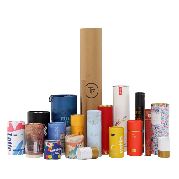 Biodegradable Round Paper Tube Custom Cardboard Cosmetics Cylinder Packaging Paper Box With Lid