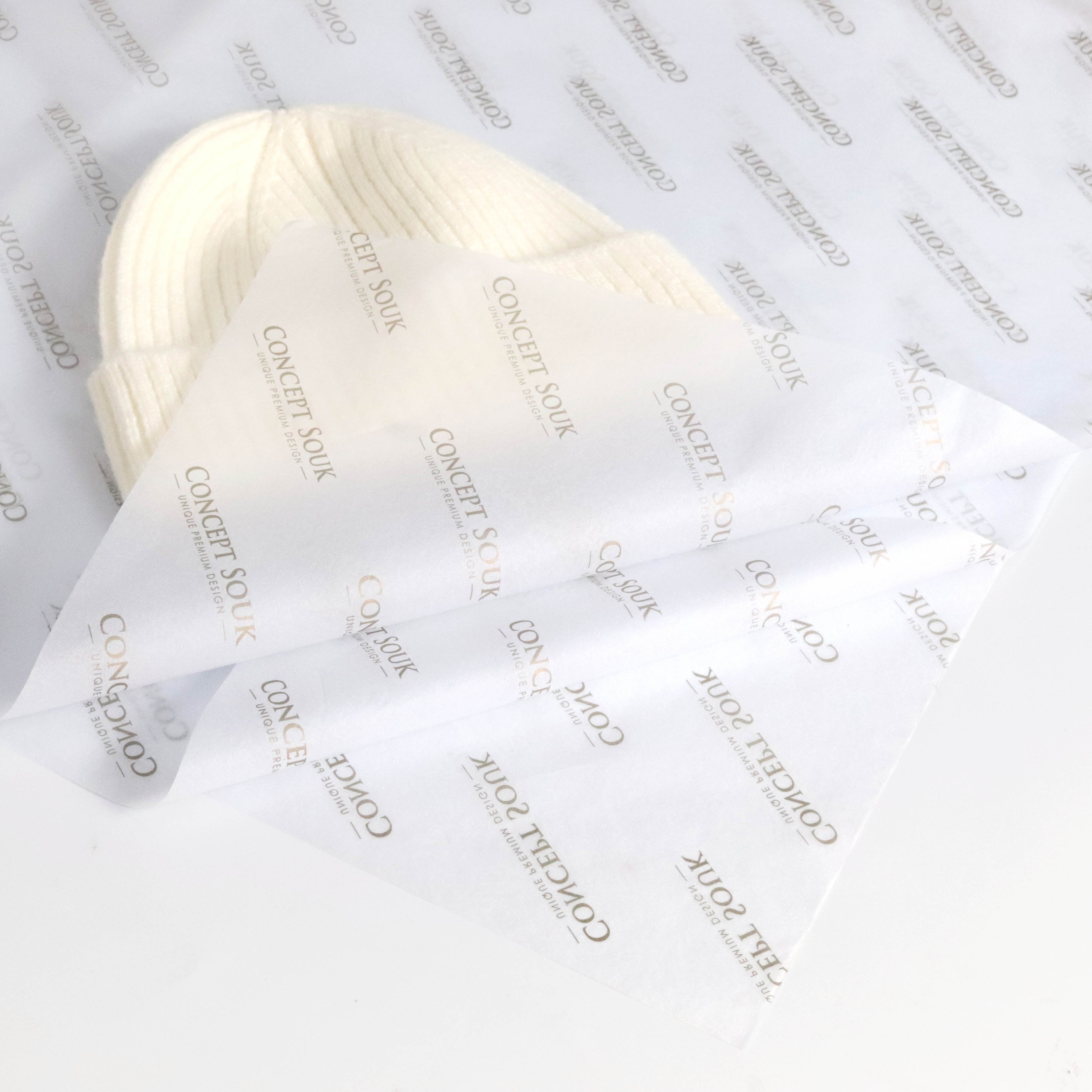 Custom branded name white tissue paper with gold logo printing 50x70cm for clothing christmas gift garment packaging paper sheet