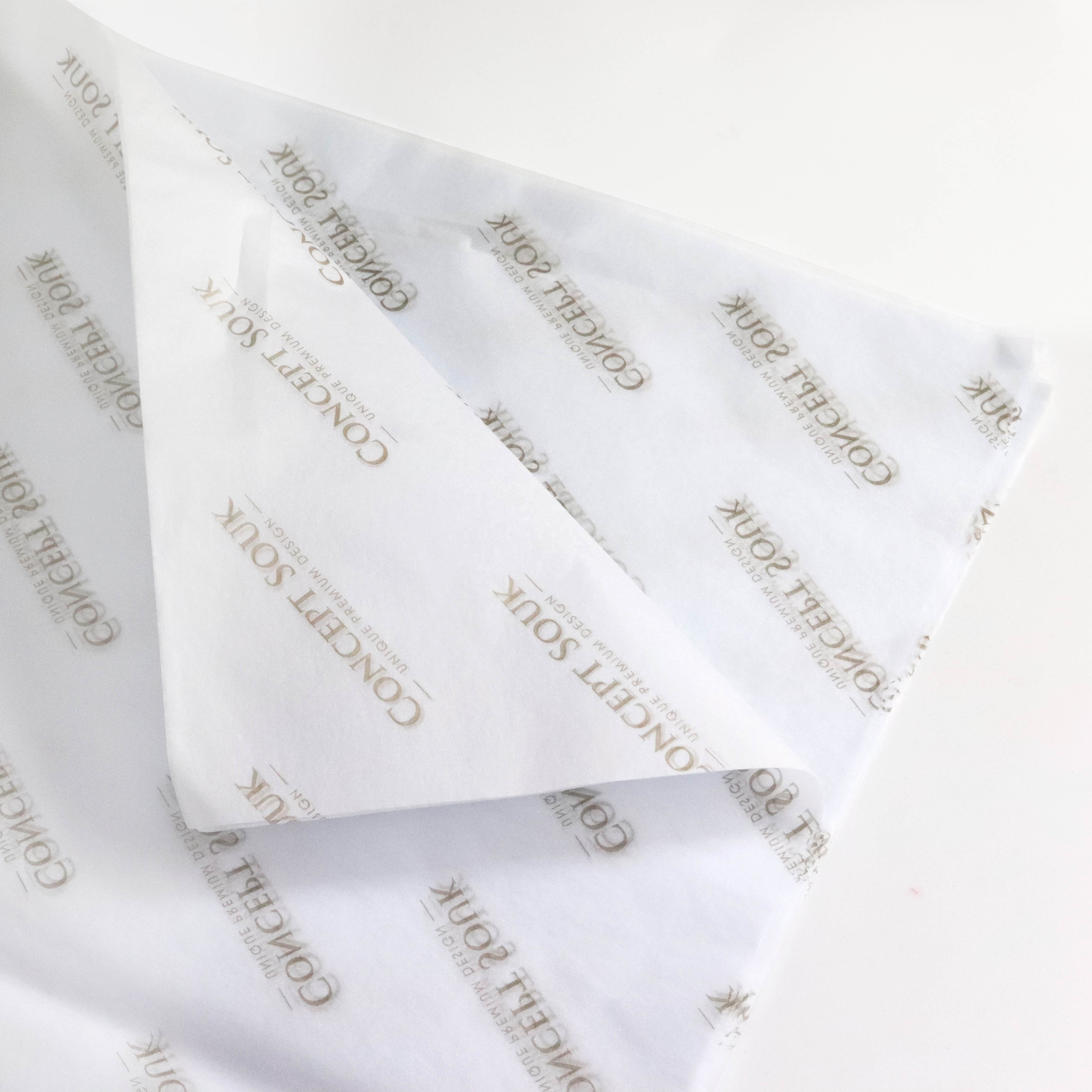 Custom branded name white tissue paper with gold logo printing 50x70cm for clothing christmas gift garment packaging paper sheet