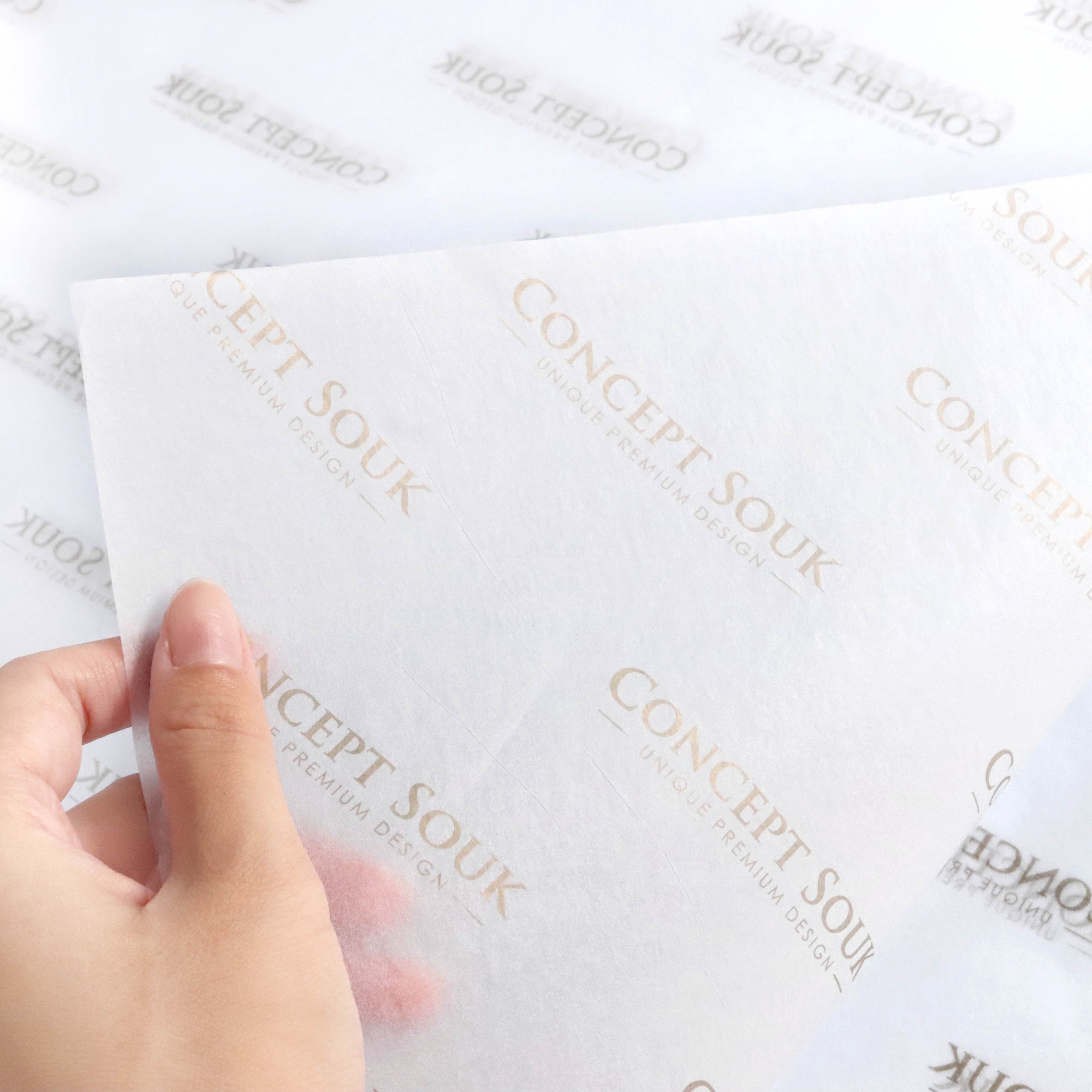Custom branded name white tissue paper with gold logo printing 50x70cm for clothing christmas gift garment packaging paper sheet