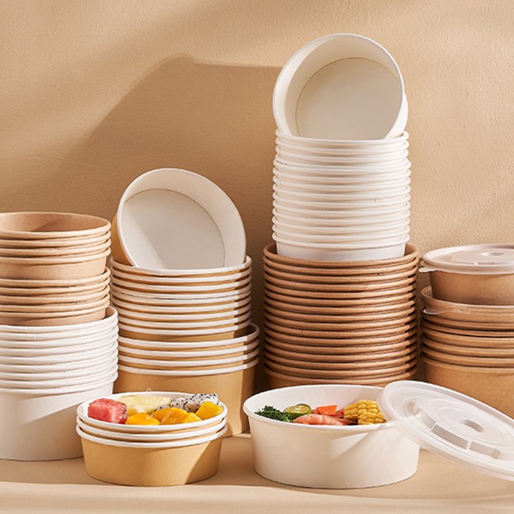 Takeaway Takeout Food Paper Container Bowl Deli Container Salad Paper Rice Bowl With Paper Lid