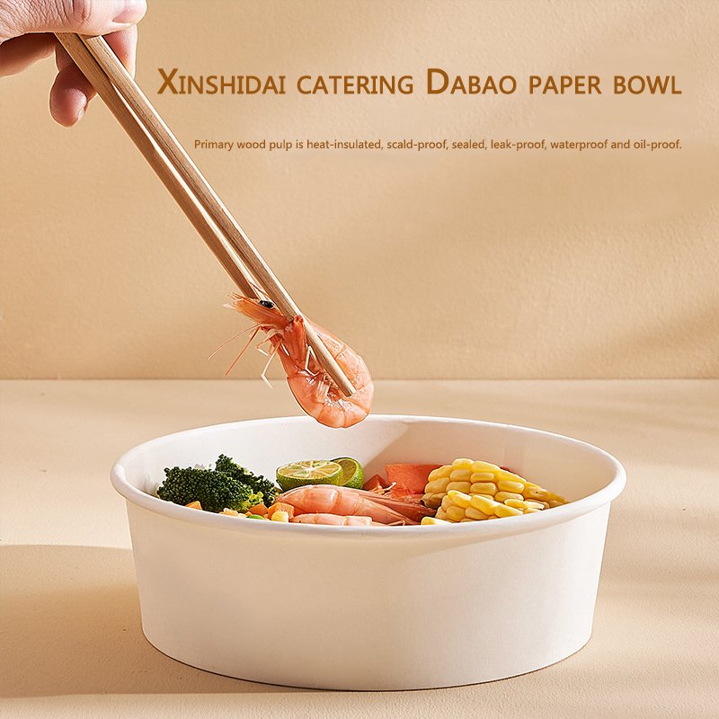 Takeaway Takeout Food Paper Container Bowl Deli Container Salad Paper Rice Bowl With Paper Lid