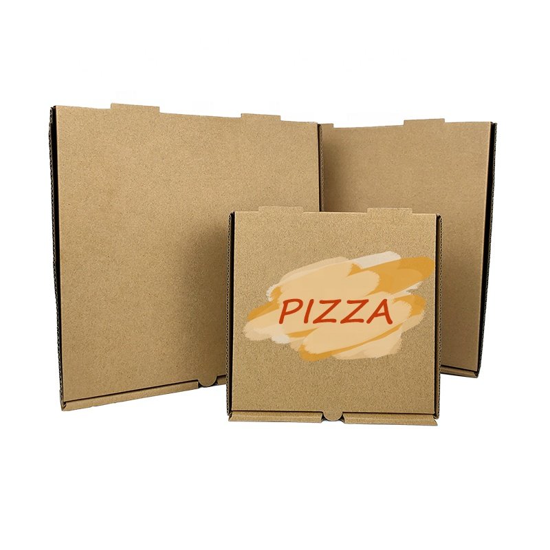 6-18'' Custom Logo Printed Kraft Paper Brown Pizza Packing Box Cardboard Box