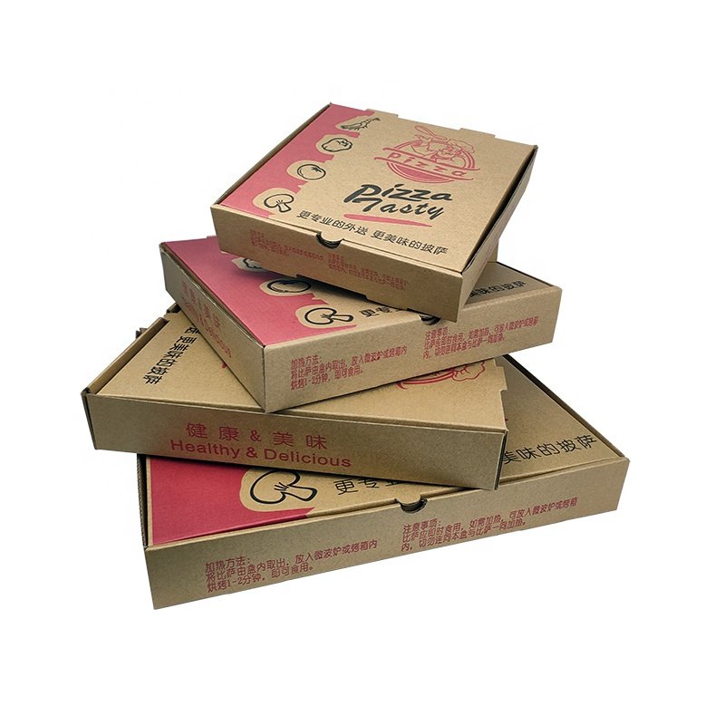 6-18'' Custom Logo Printed Kraft Paper Brown Pizza Packing Box Cardboard Box