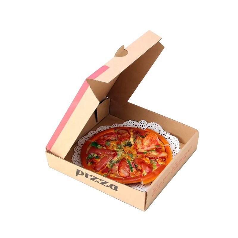 6-18'' Custom Logo Printed Kraft Paper Brown Pizza Packing Box Cardboard Box