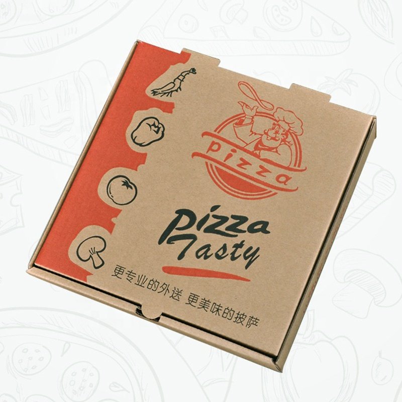 6-18'' Custom Logo Printed Kraft Paper Brown Pizza Packing Box Cardboard Box