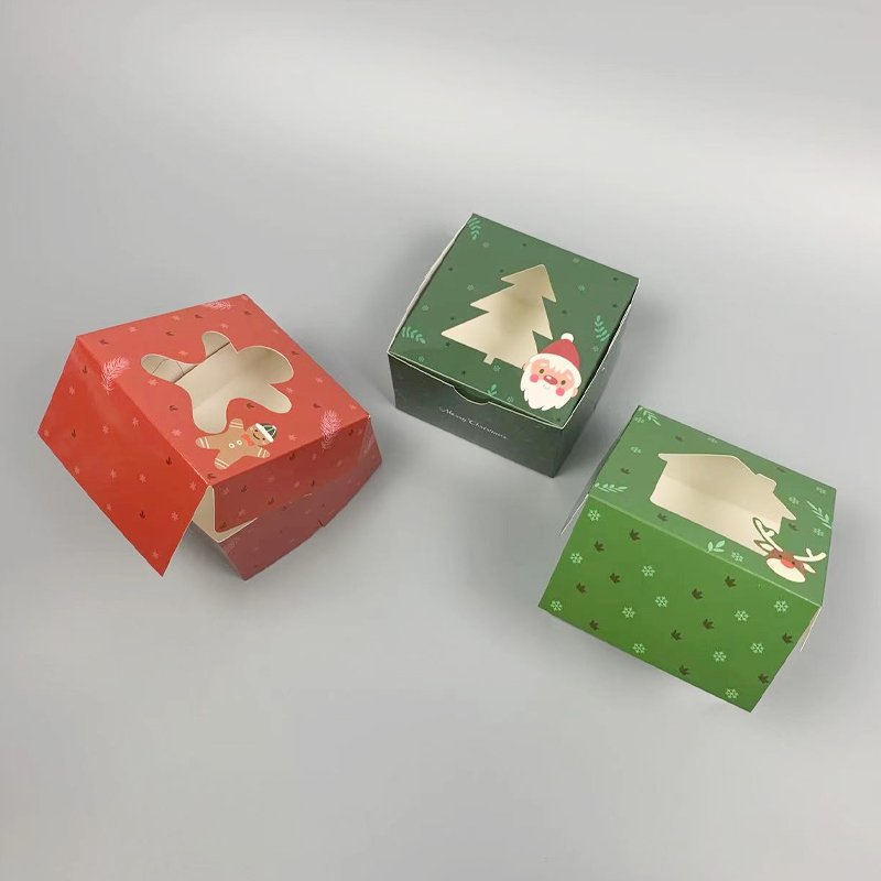 Custom Paper Box Displaying Holiday Sweets Presents Christmas Cut-Out Window Gift Boxes
