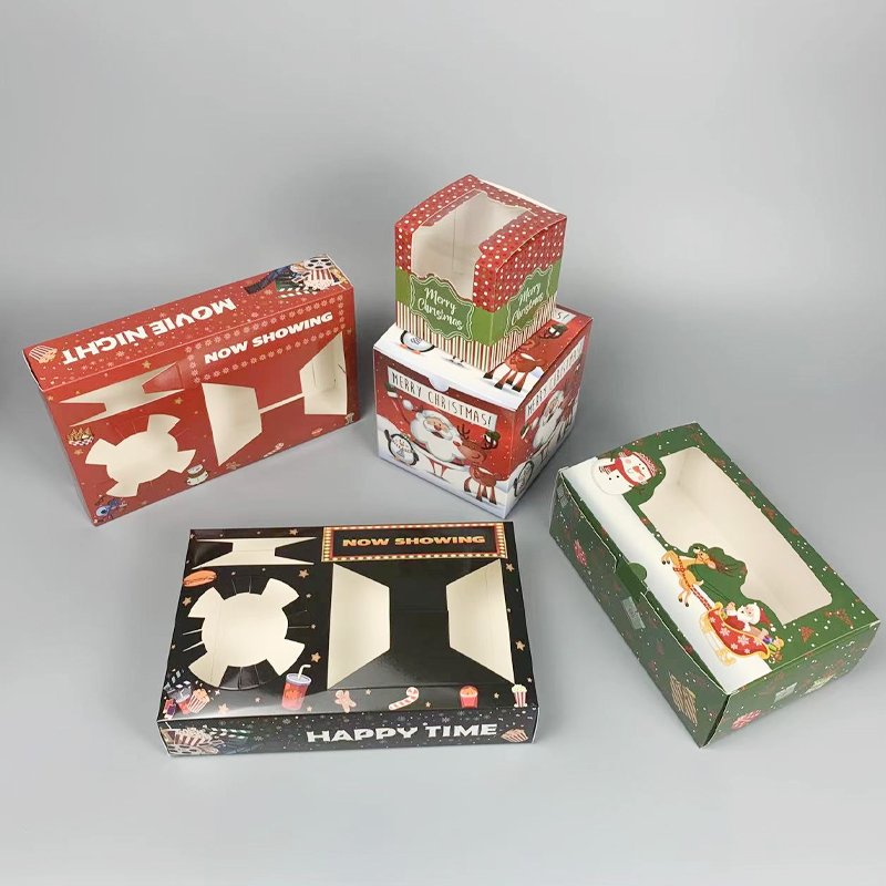 Custom Paper Box Displaying Holiday Sweets Presents Christmas Cut-Out Window Gift Boxes