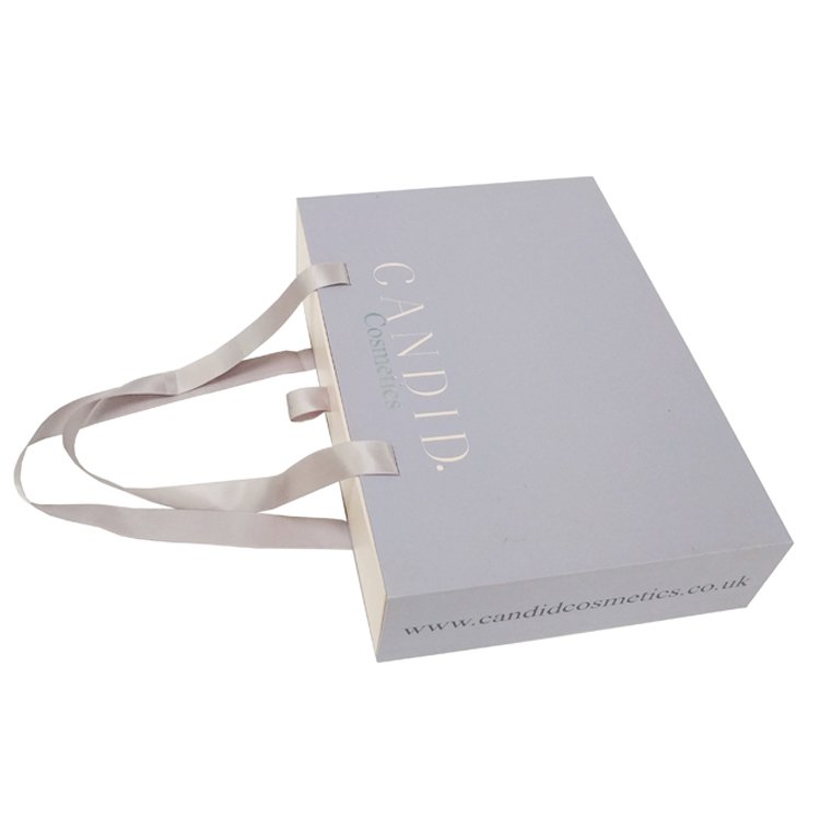 Custom Logo Eco Friendly Printed Hard Rigid Recycle Style Cardboard Paper Packaging Drawer Sliding Gift Box With Ribbon Handle