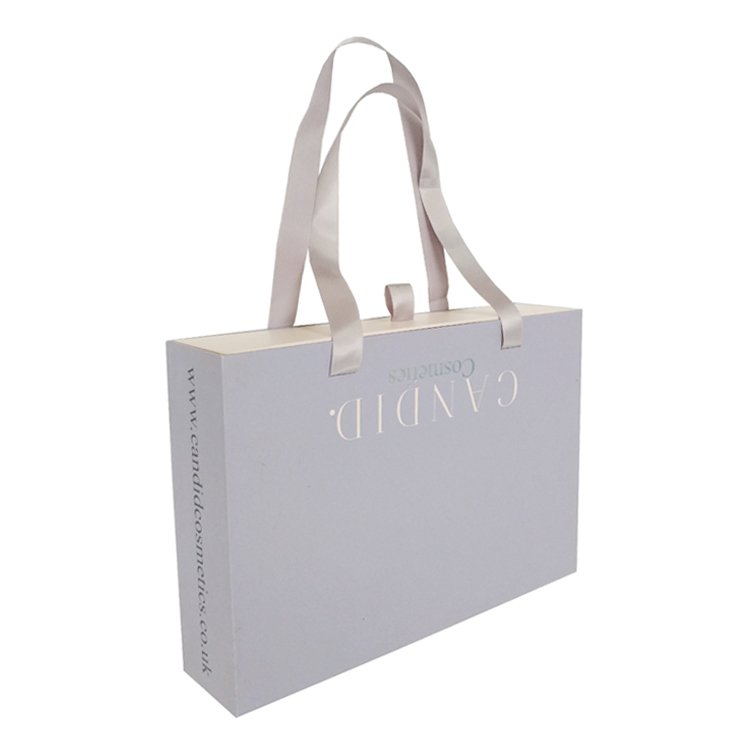 Custom Logo Eco Friendly Printed Hard Rigid Recycle Style Cardboard Paper Packaging Drawer Sliding Gift Box With Ribbon Handle