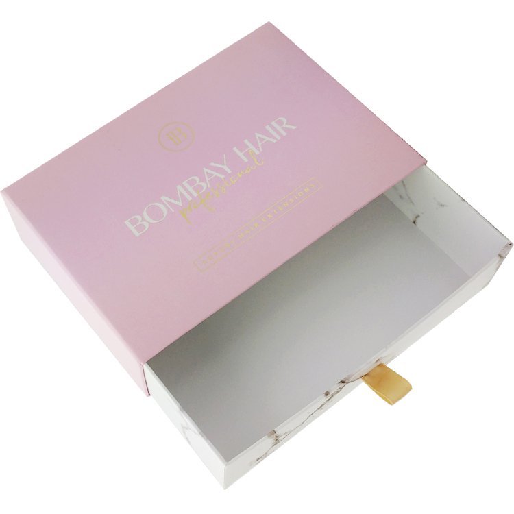 Custom Logo Eco Friendly Printed Hard Rigid Recycle Style Cardboard Paper Packaging Drawer Sliding Gift Box With Ribbon Handle