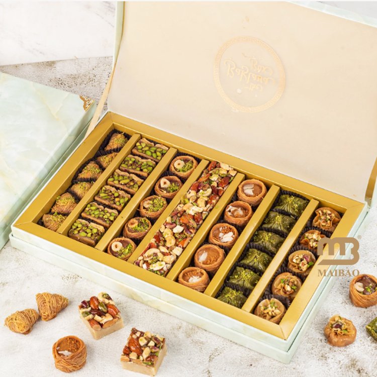 Custom Dessert Packaging Box For Date Luxury Date Packaging Chocolate Paper Box, Takeaway Pastry Baklava Cake Bakery Packing Box