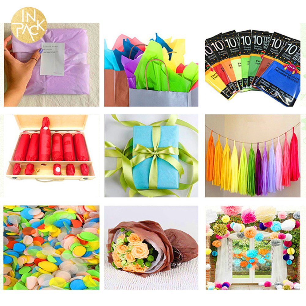 IN PACK Printed Branded Colored Wrapping Tissue Paper Packaging Tissue Custom Logo for Clothing Gift Packaging
