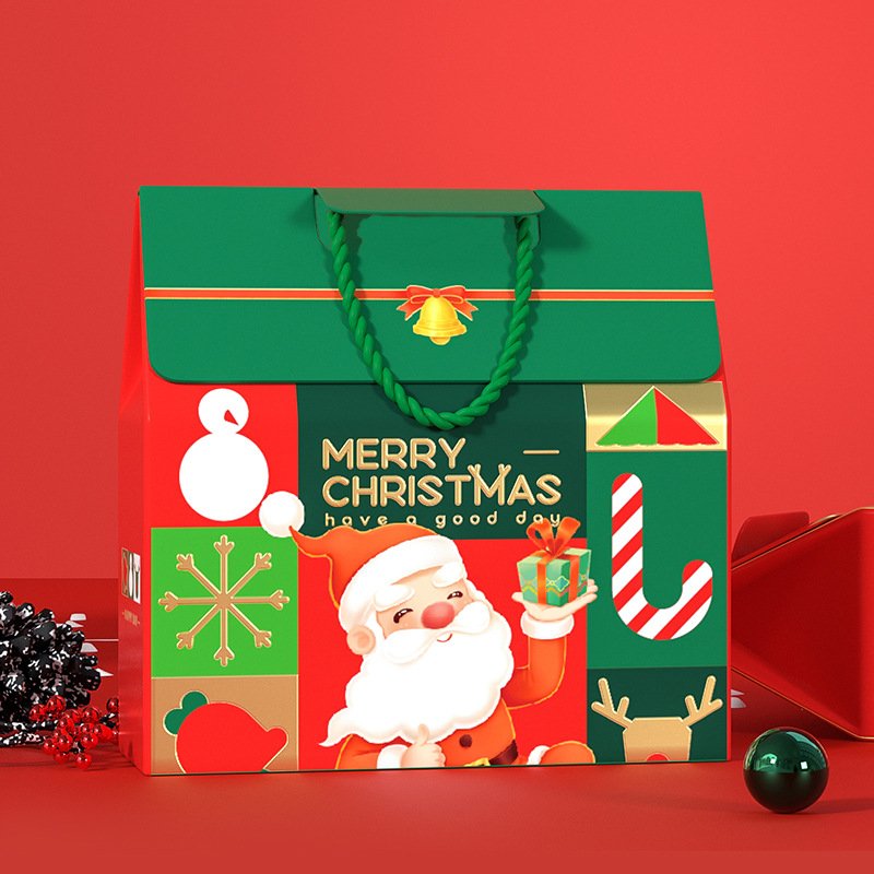 Luxury Christmas Gift Box Hand-held Christmas Eve Apple Candy Gift Packaging Paper Box Paper Box Wholesales
