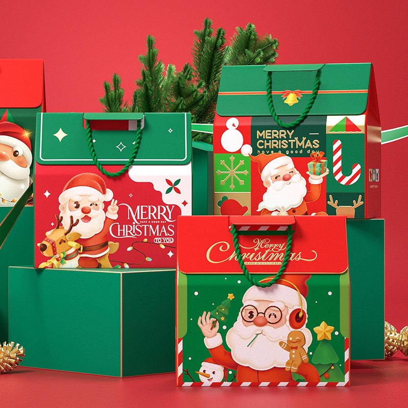 Luxury Christmas Gift Box Hand-held Christmas Eve Apple Candy Gift Packaging Paper Box Paper Box Wholesales