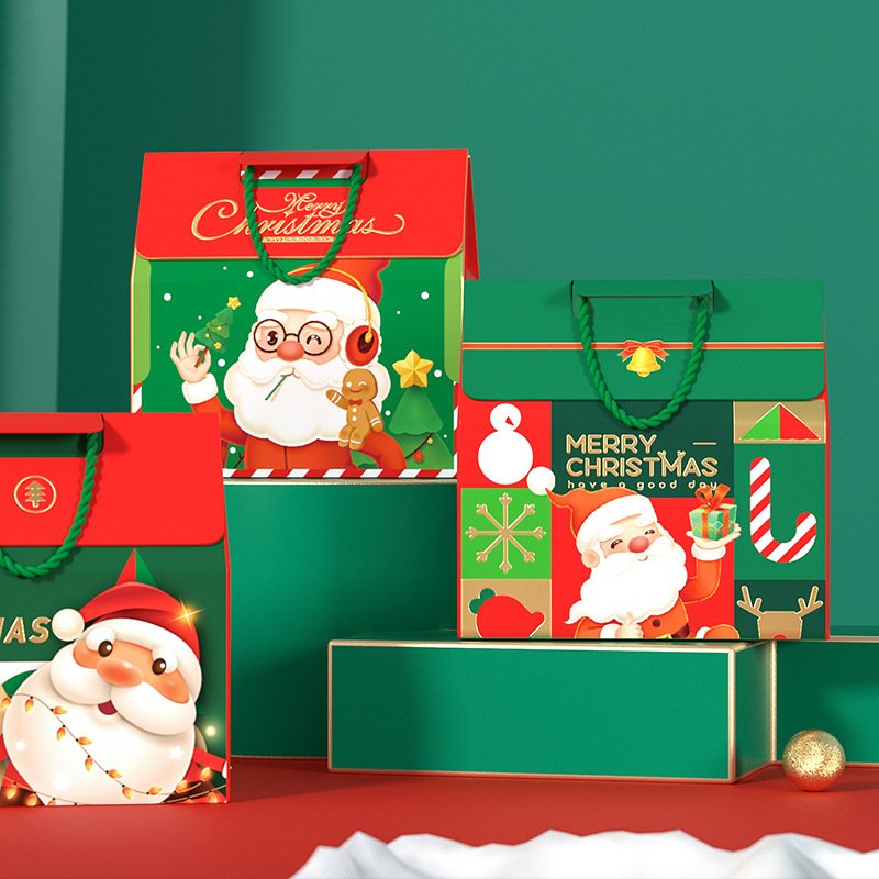 Luxury Christmas Gift Box Hand-held Christmas Eve Apple Candy Gift Packaging Paper Box Paper Box Wholesales