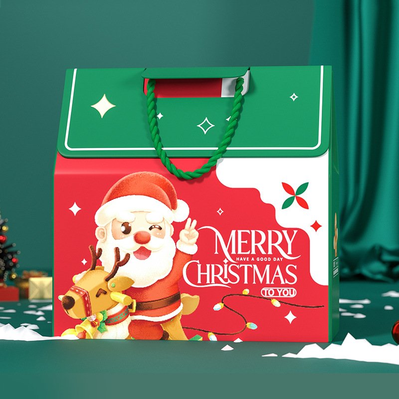 Luxury Christmas Gift Box Hand-held Christmas Eve Apple Candy Gift Packaging Paper Box Paper Box Wholesales