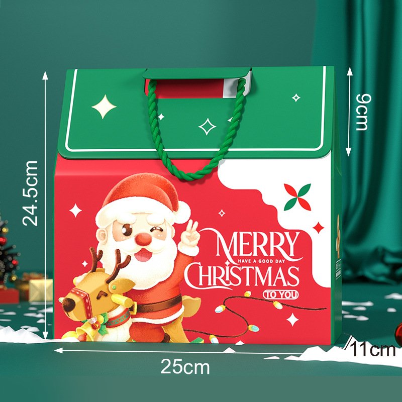 Luxury Christmas Gift Box Hand-held Christmas Eve Apple Candy Gift Packaging Paper Box Paper Box Wholesales