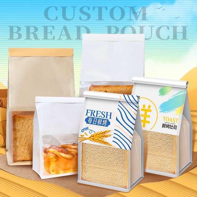 Factory Manufacturer Recyclable Paper Bread Bags with Clear Window and Tin Tie Kraft Food Packaging Toast Bakery Bag