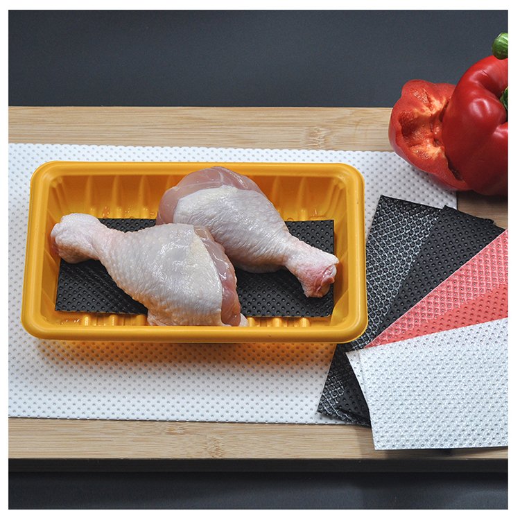 Wholesale Moisture Food Packaging Market Trays Liner Soaker Absorption Meat Pad for Sale absorbent meat pad spill