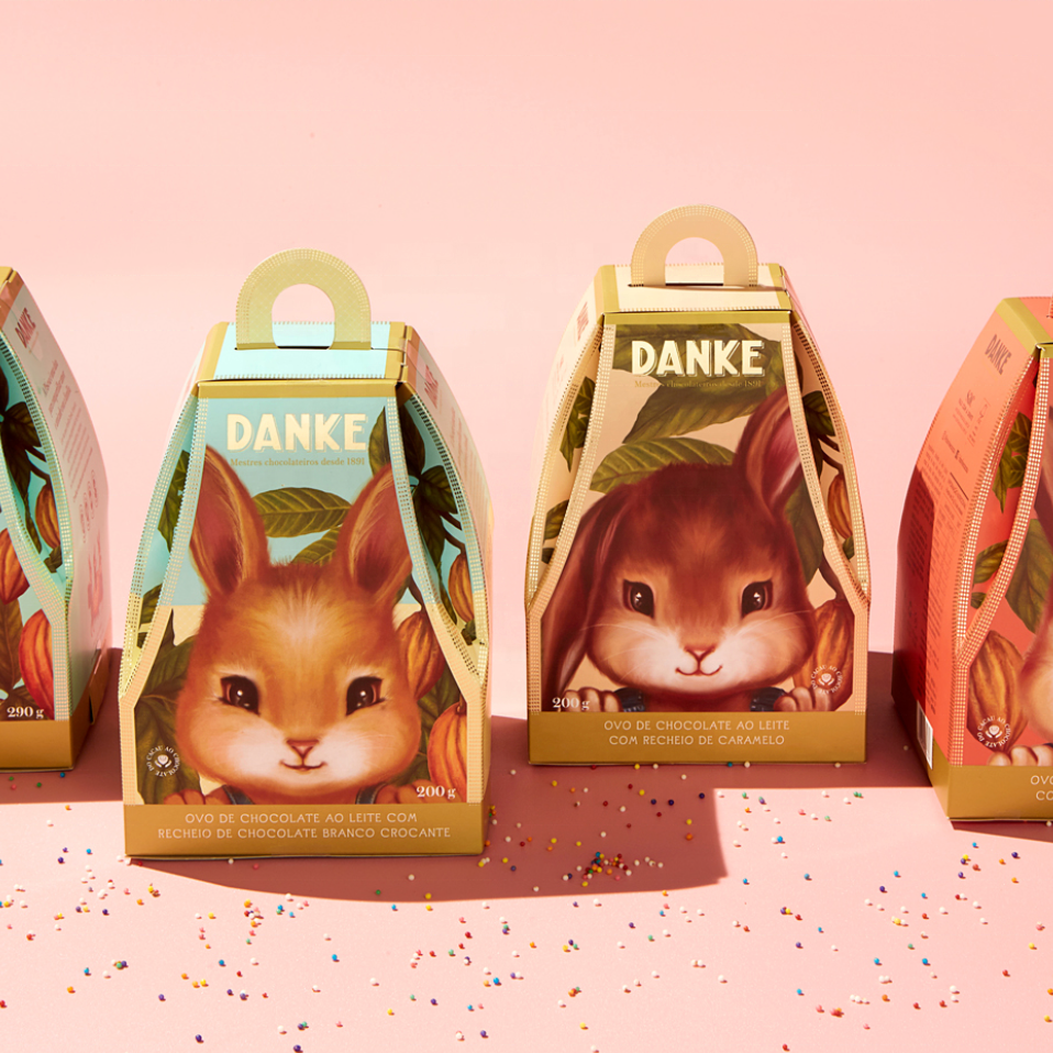 Full Customization Food Grade Cardboard Moon Cookie Snack Customize Tall Cake Box Packaging With Handle