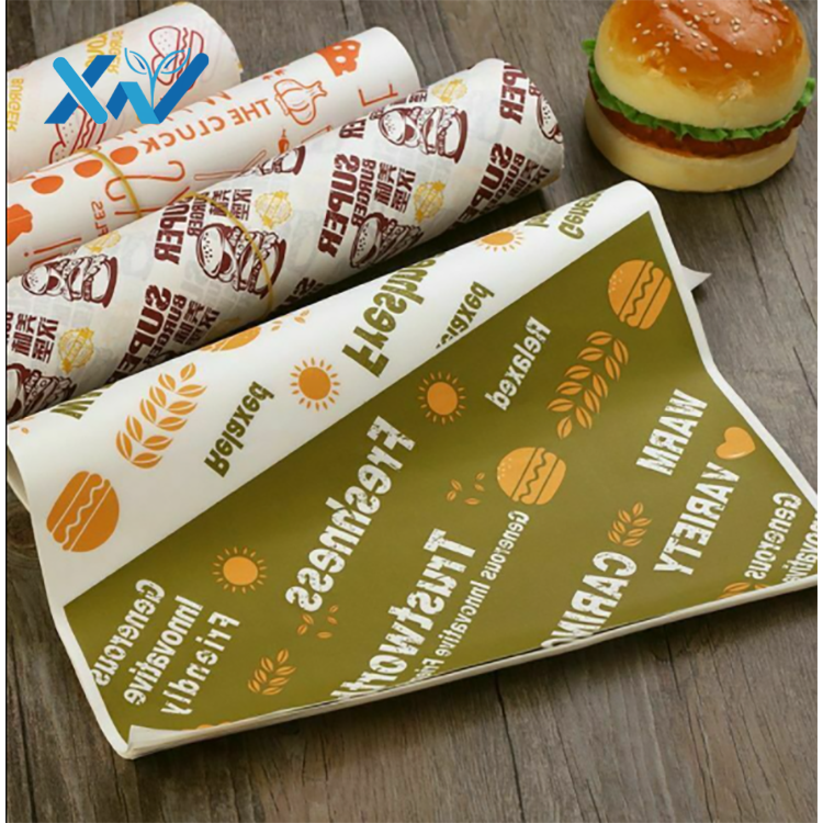 Customized Printing Cheap Food Grade Wrapping Wax Paper For Sandwich Hamburger Paper