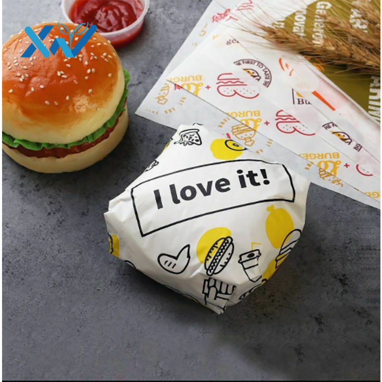 Customized Printing Cheap Food Grade Wrapping Wax Paper For Sandwich Hamburger Paper
