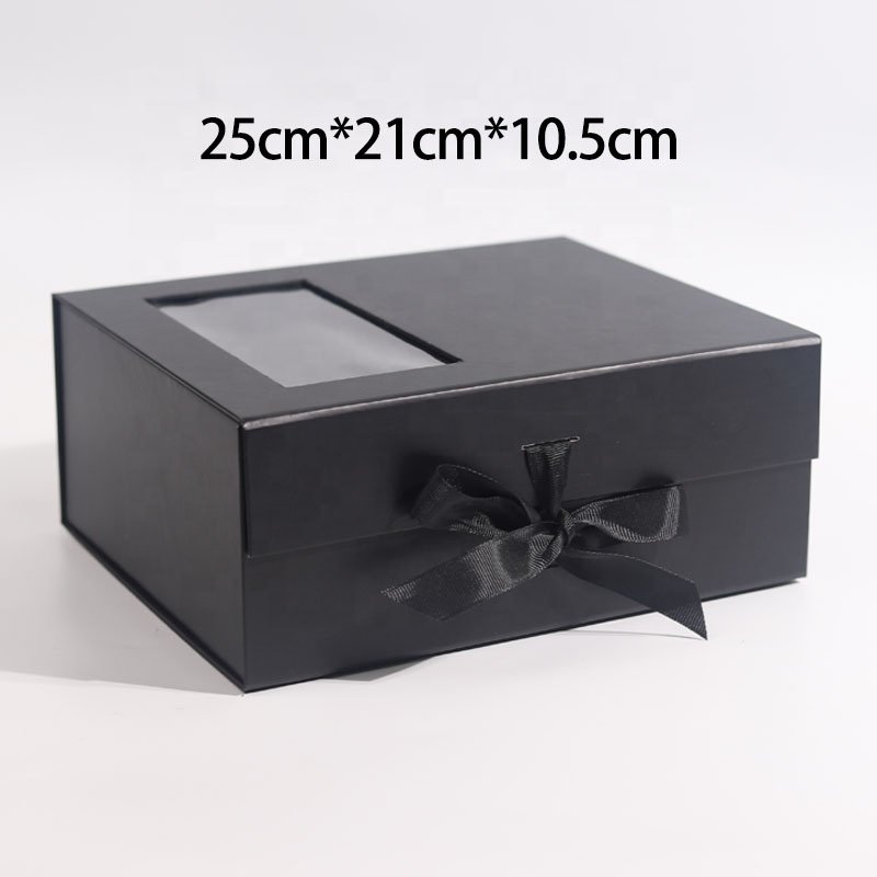 Luxury custom logo rose flower jewelry perfume magnetic packaging box rigid cardboard gift box with PVC window & ribbon