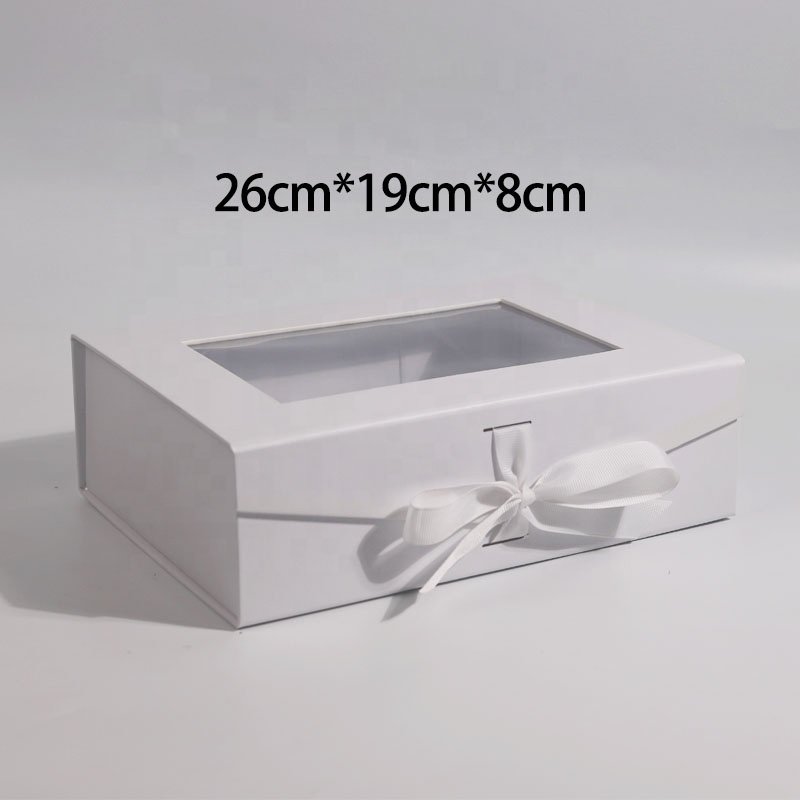 Luxury custom logo rose flower jewelry perfume magnetic packaging box rigid cardboard gift box with PVC window & ribbon