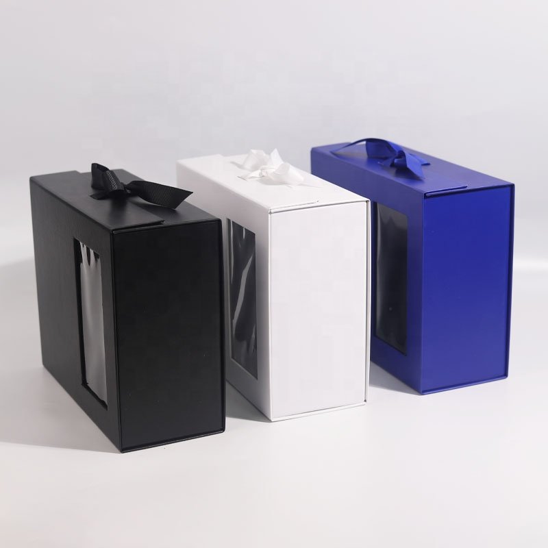 Luxury custom logo rose flower jewelry perfume magnetic packaging box rigid cardboard gift box with PVC window & ribbon