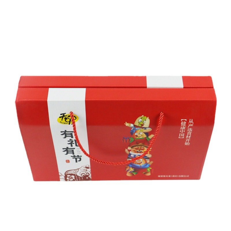 Custom Logo Color Printing Eco Friendly Kraft Paper Dried Fruit Nut Gift Box With Handle