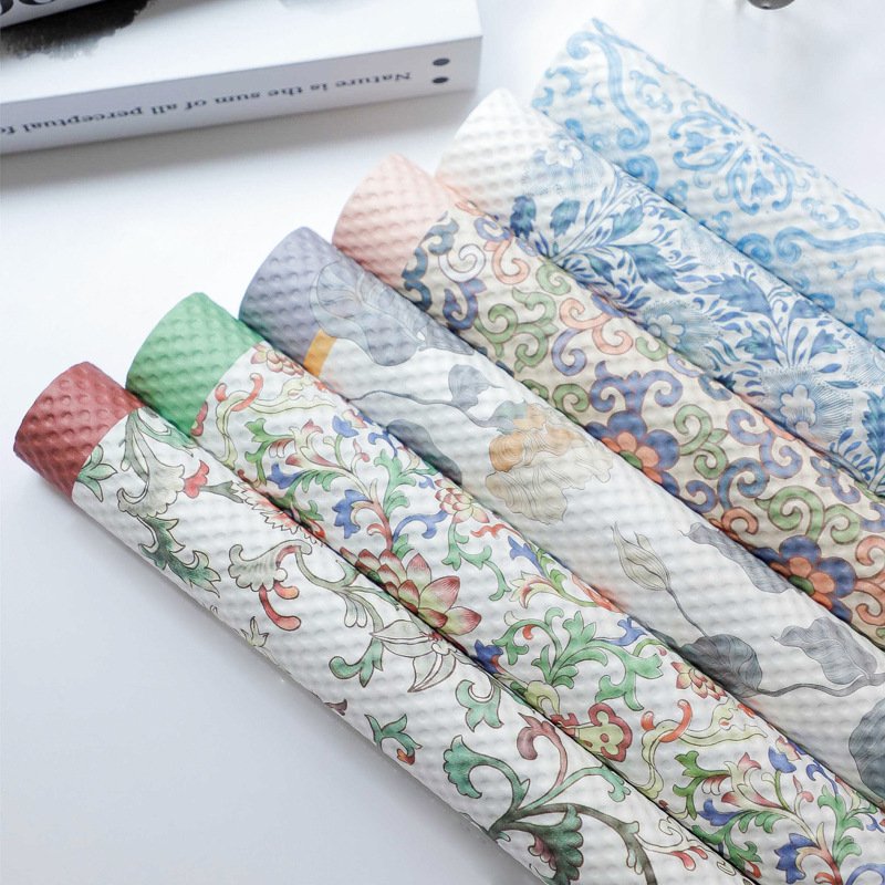 Fall In Color Wholesale High Quality Creative Vintage Design Wrapping Paper Thickened Flower Bouquet Embossed Packaging Paper